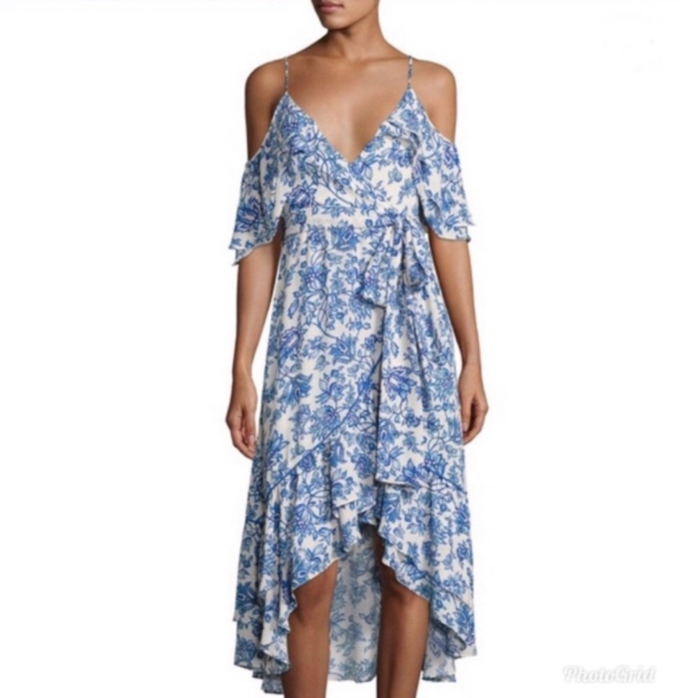 Prose & Poetry Keira Dress Blue Floral Dress Flounce Size L